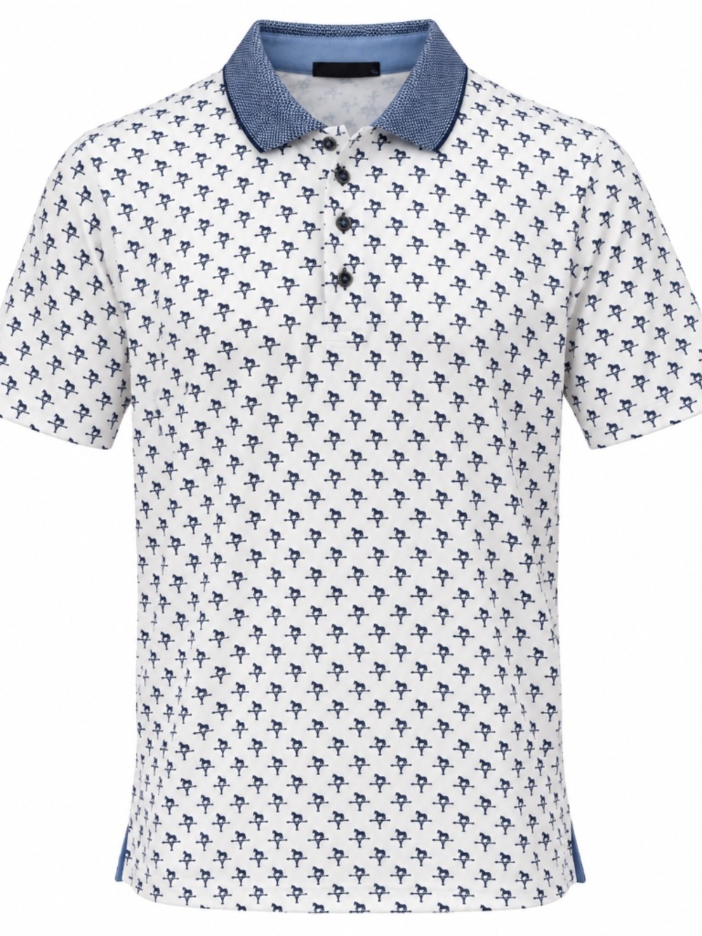 Greyson Polo Shirt Men’s XL Blue White Horse Print Performance Golf
